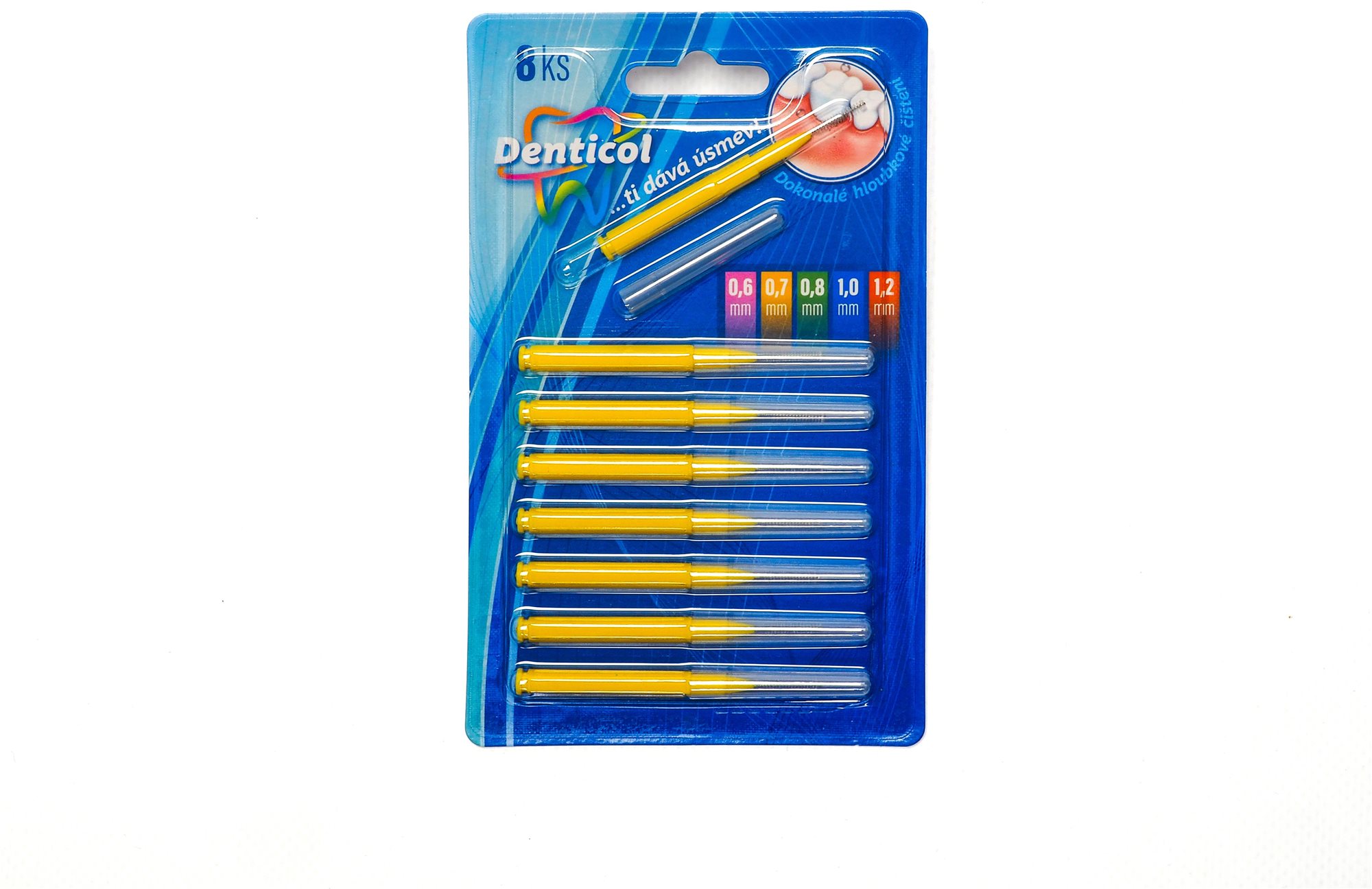 DENTICOL R01 veľ. 0,7 mm, rovná, 8 ks Medzizubná kefka