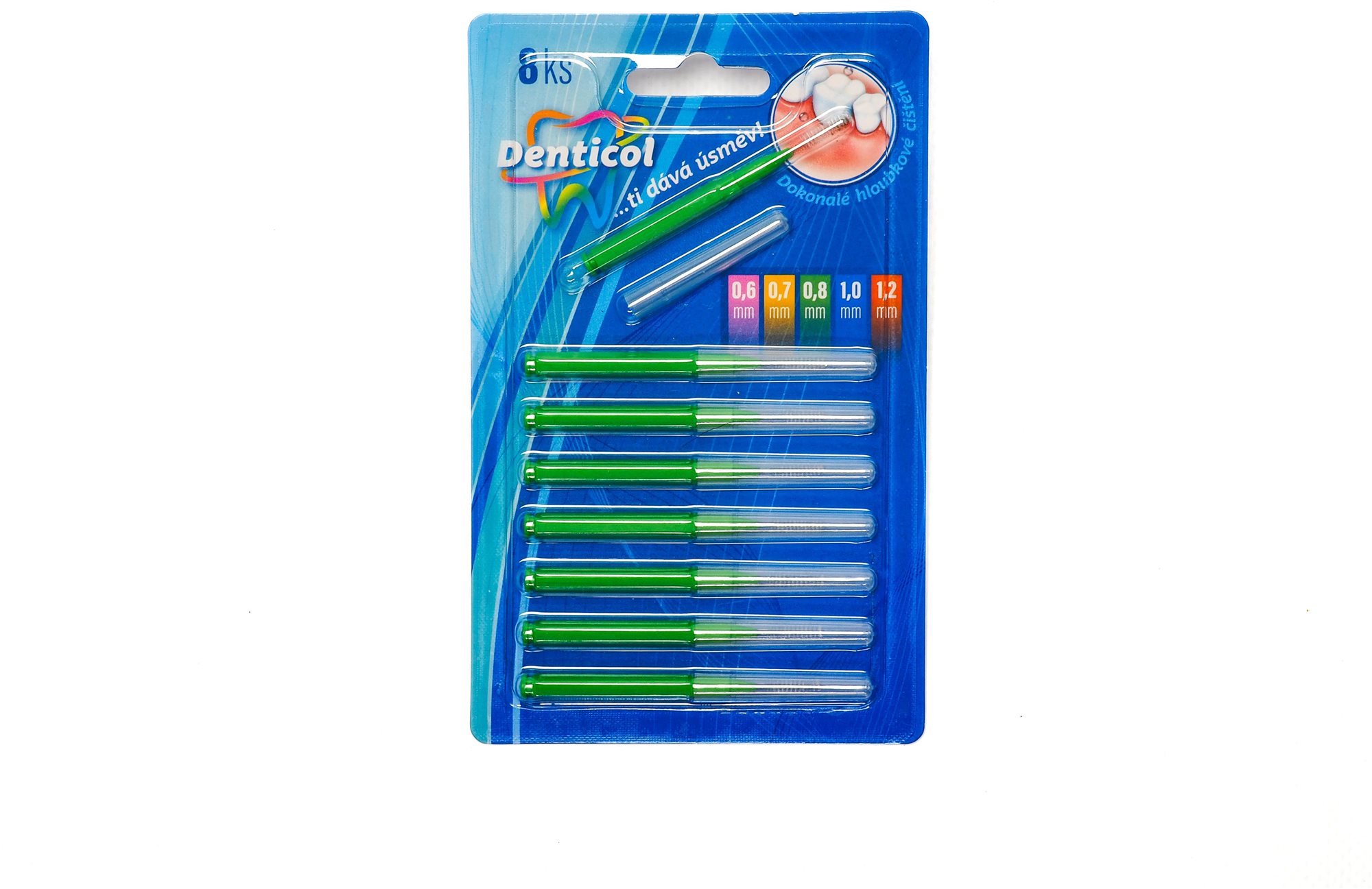 DENTICOL R01 veľ. 0,8 mm, rovná, 8 ks Medzizubná kefka