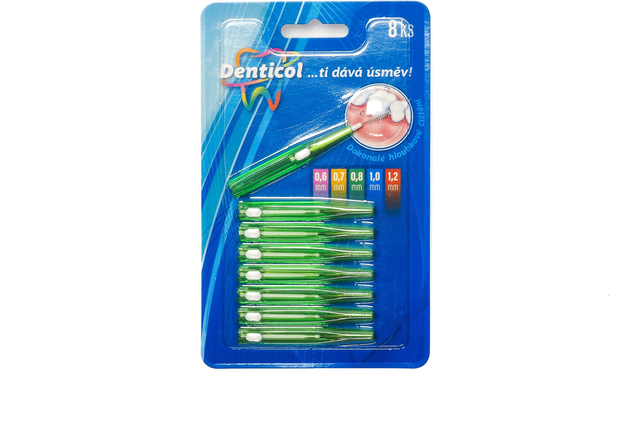 DENTICOL V01 veľ. 0,8 mm, vysúvacia, 8 ks Medzizubná kefka