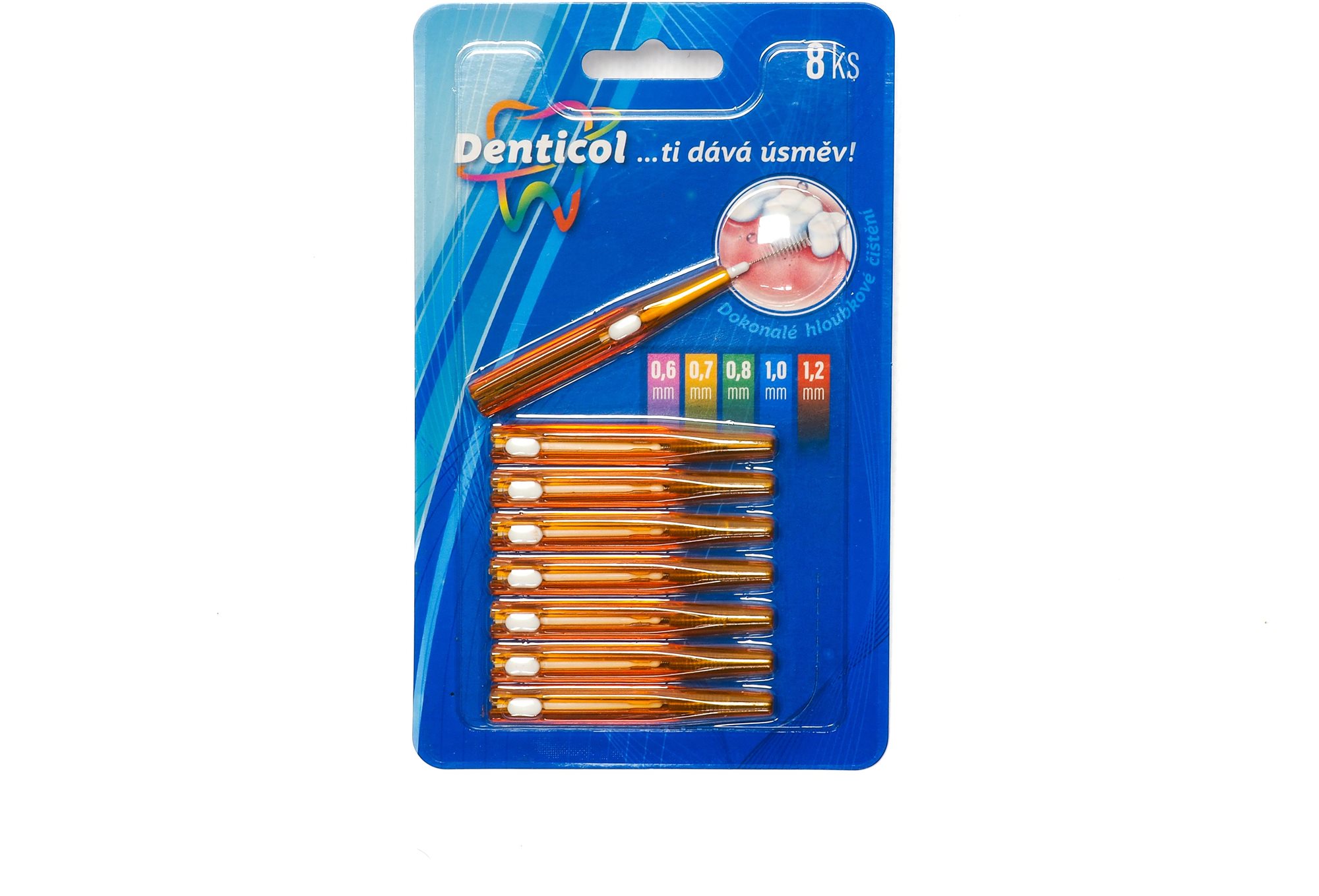 DENTICOL V01 veľ. 1,2 mm, vysúvacia, 8 ks Medzizubná kefka
