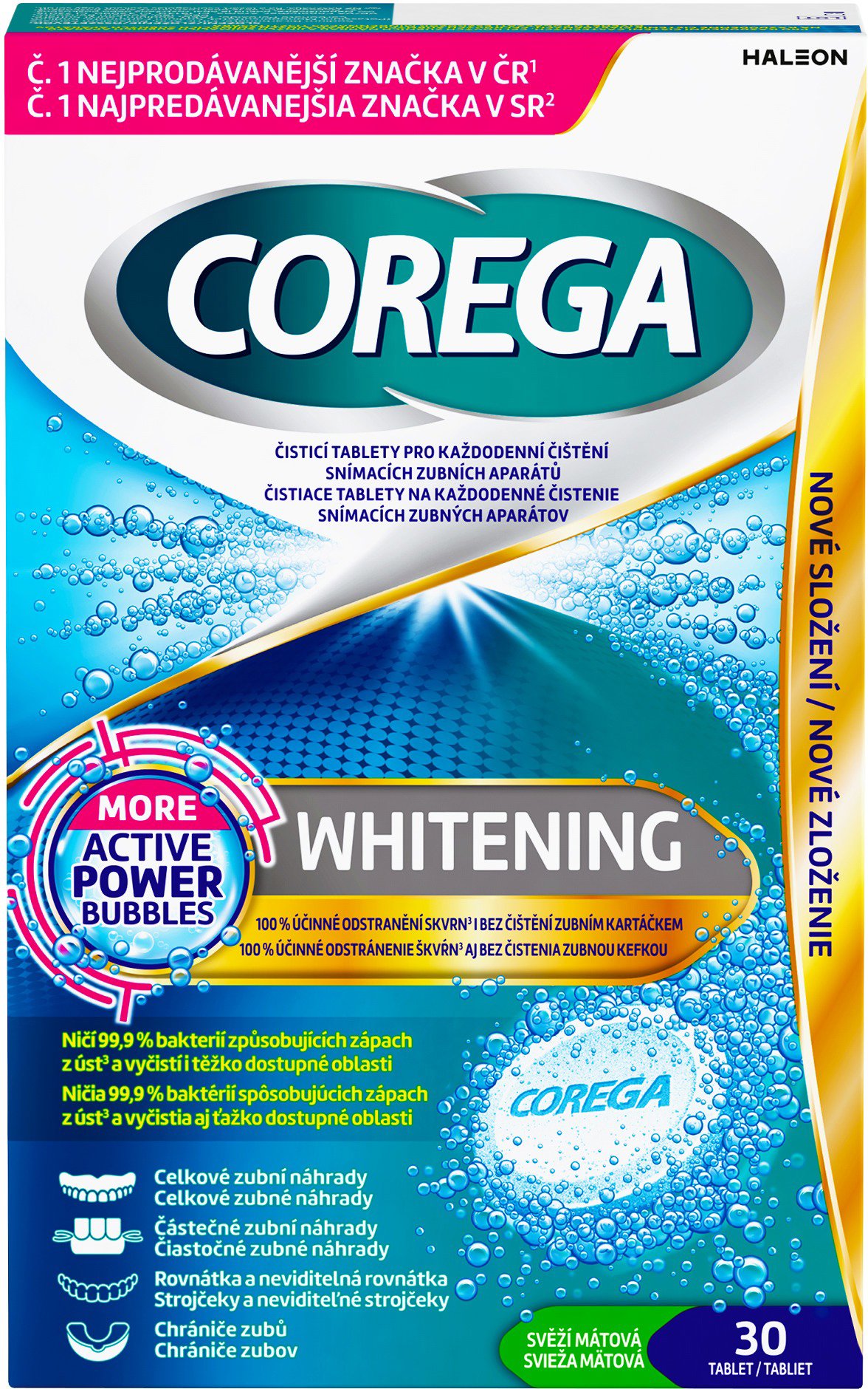 COREGA whitening 30 ks Tablety na čistenie zubnej protézy