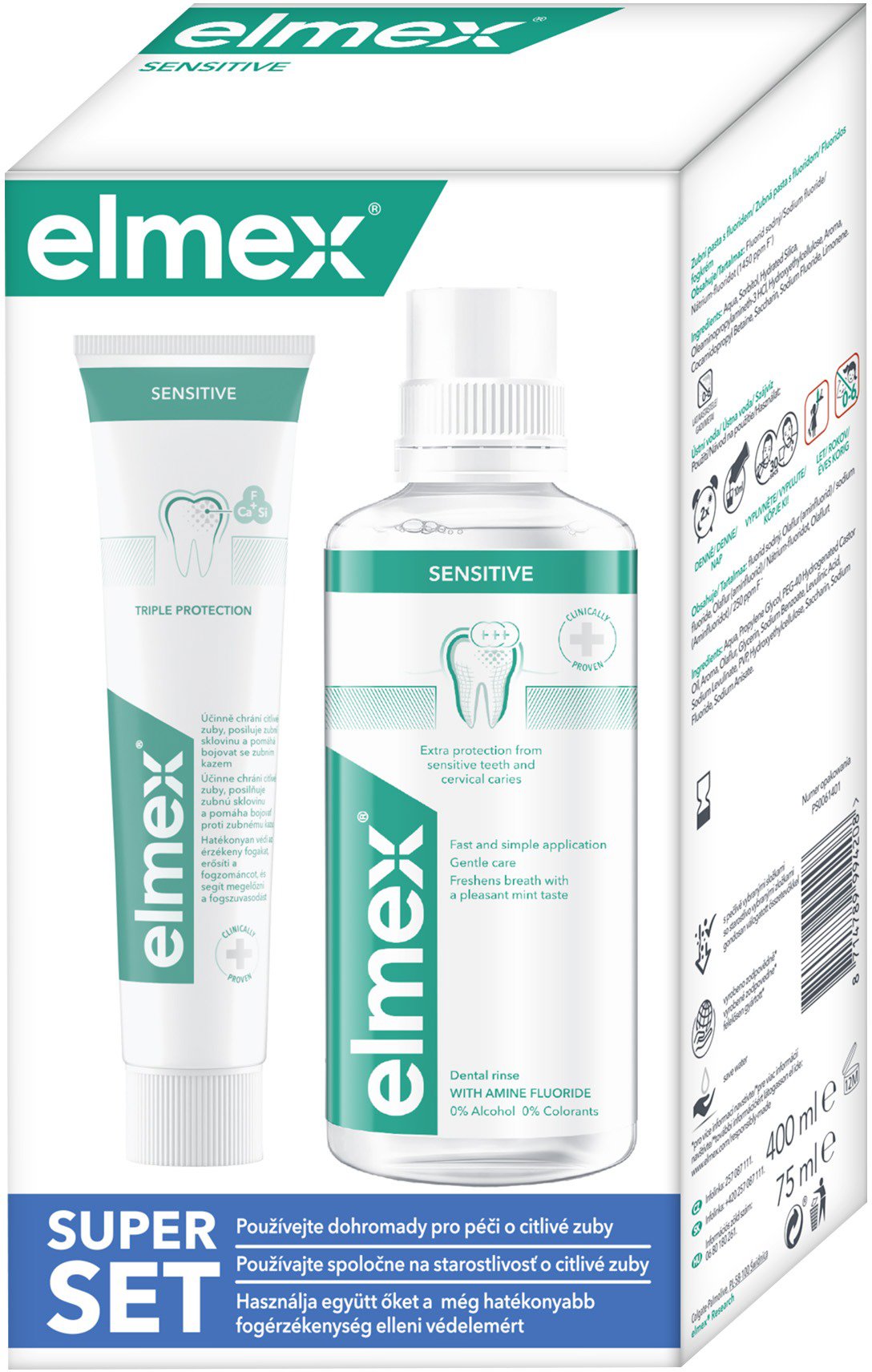 ELMEX Sensitive Protection Pack – 400 ml + 75 ml Zubná pasta