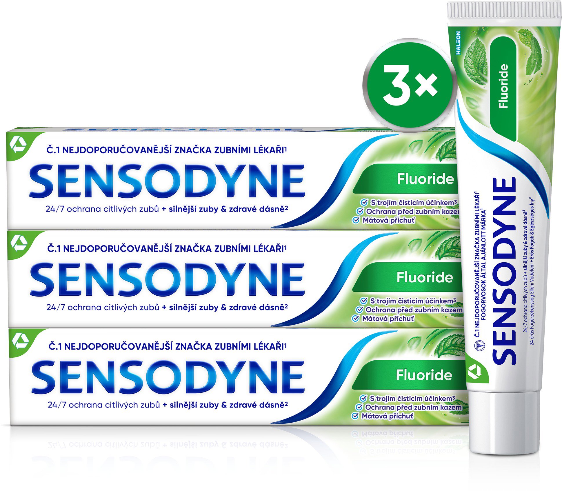 SENSODYNE Fluoride 3× 75 ml Zubná pasta