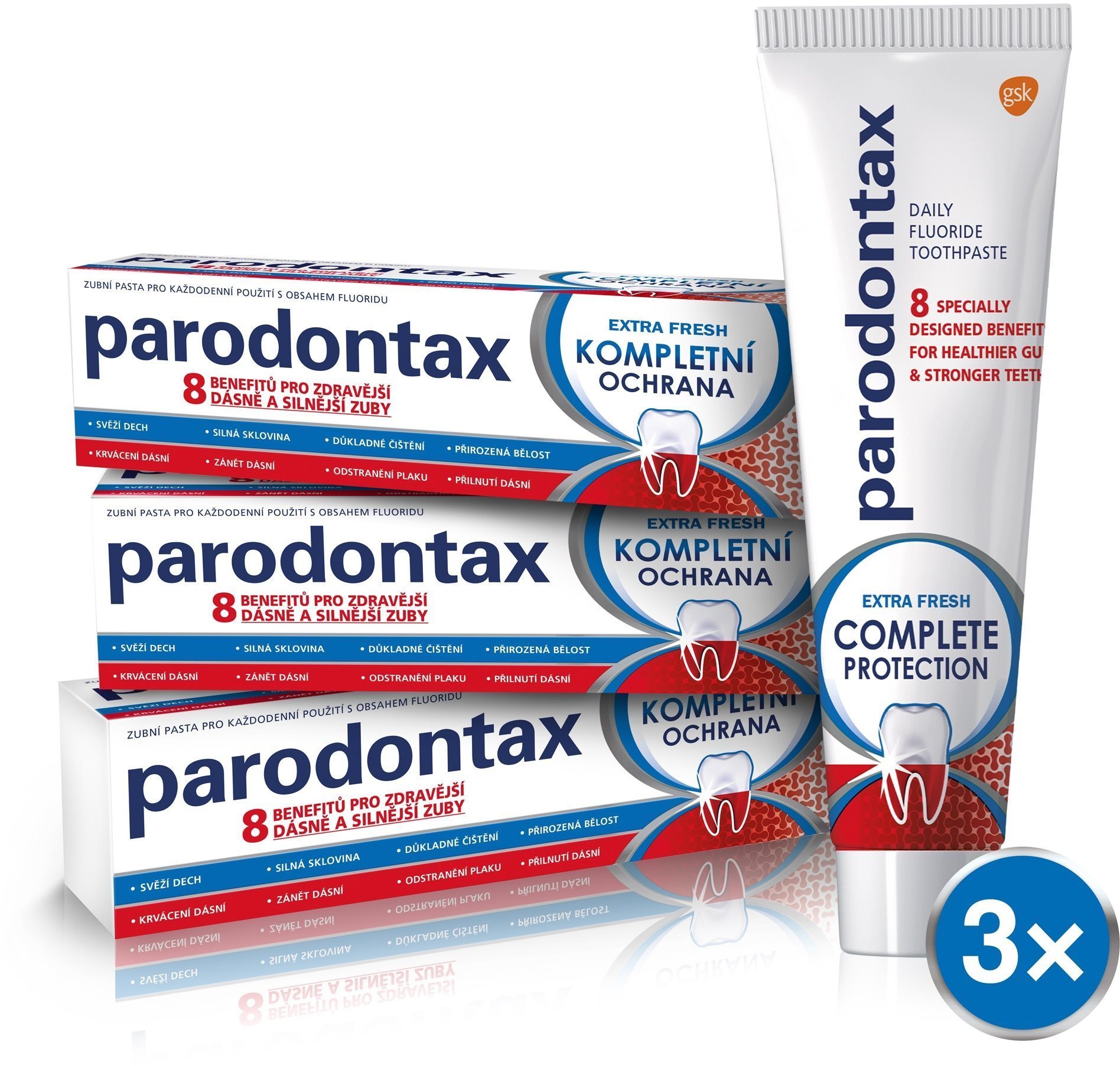 PARODONTAX Kompletní ochrana Extra fresh 3 × 75 ml Zubná pasta