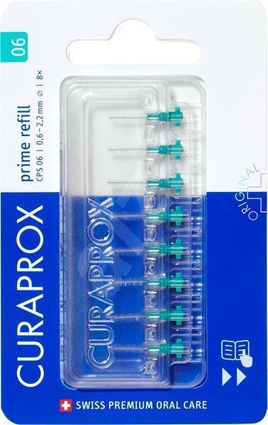 CURAPROX CPS 06 Prime Refill tyrkysová 0,6 mm, 8 ks Medzizubná kefka