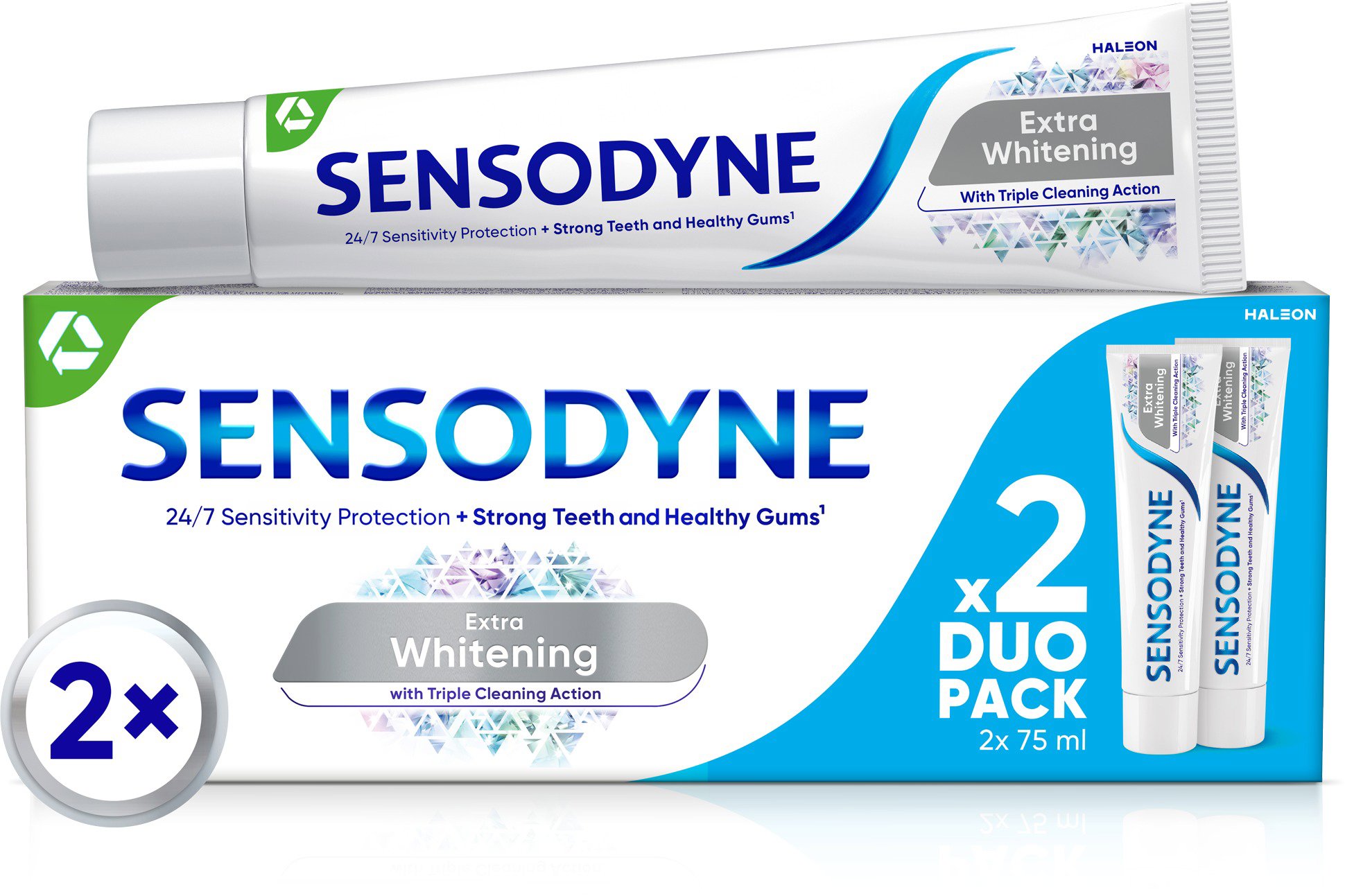 SENSODYNE Extra Whitening 2× 75 ml Zubná pasta