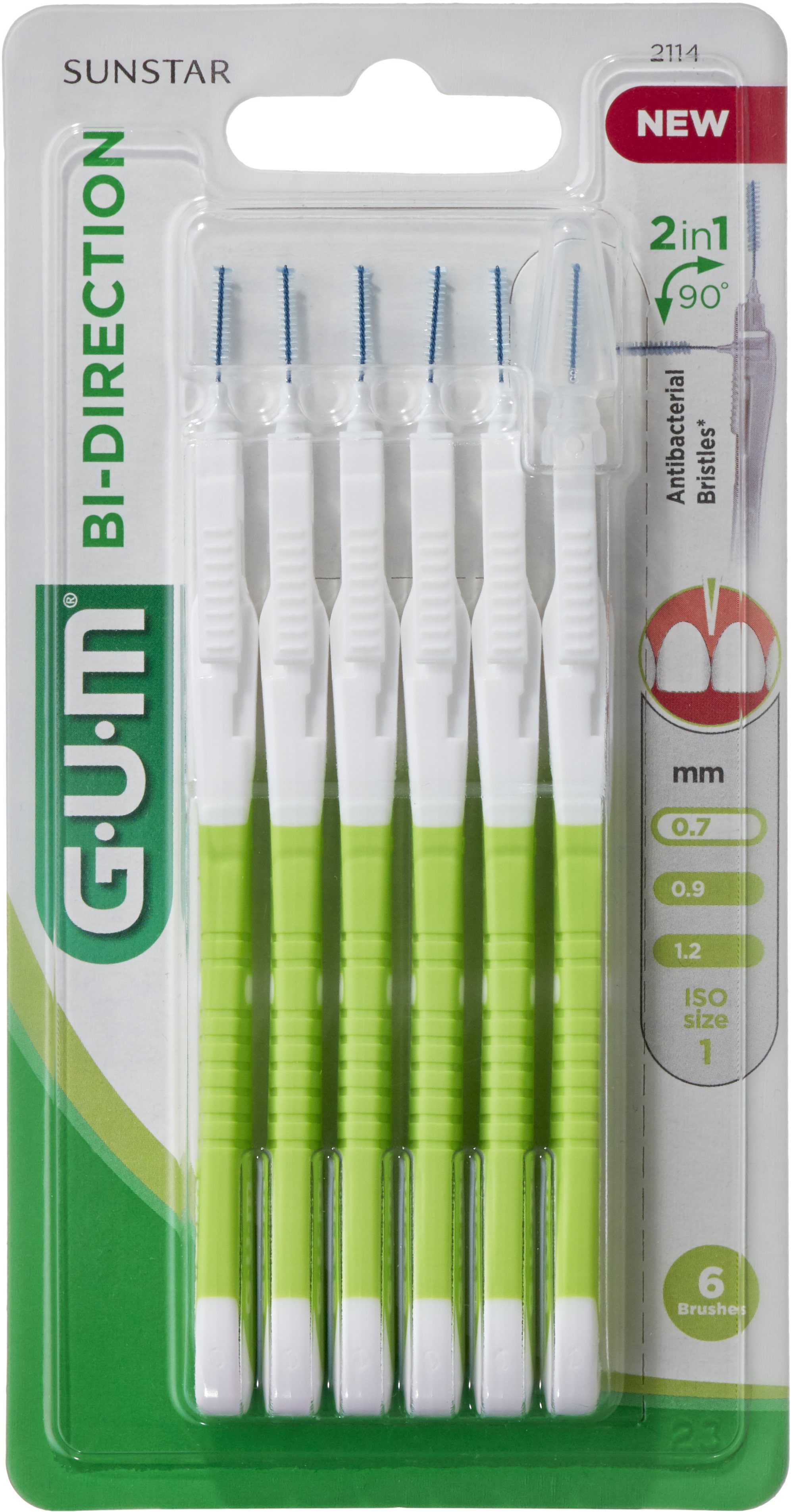 GUM BI-DIRECTION 0,7 mm, ISO 1, 6 ks Medzizubná kefka