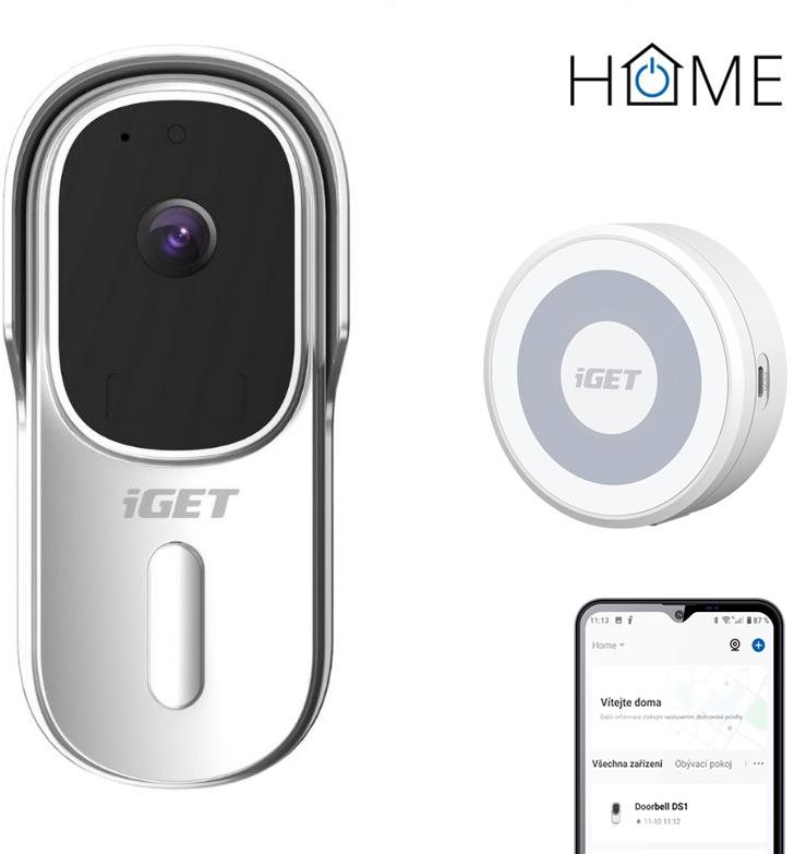 iGET HOME Doorbell DS1 White + Chime CHS1 White - FullHD Videó...