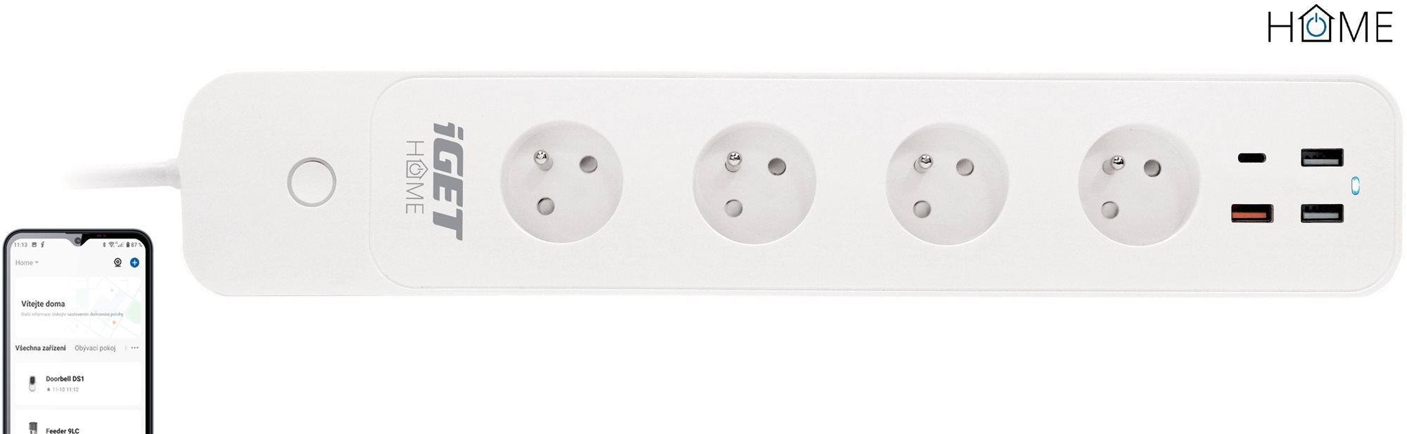 iGET HOME Power 4 USB Smart WiFi hosszabbító, fogyasztásmérés, 4×...