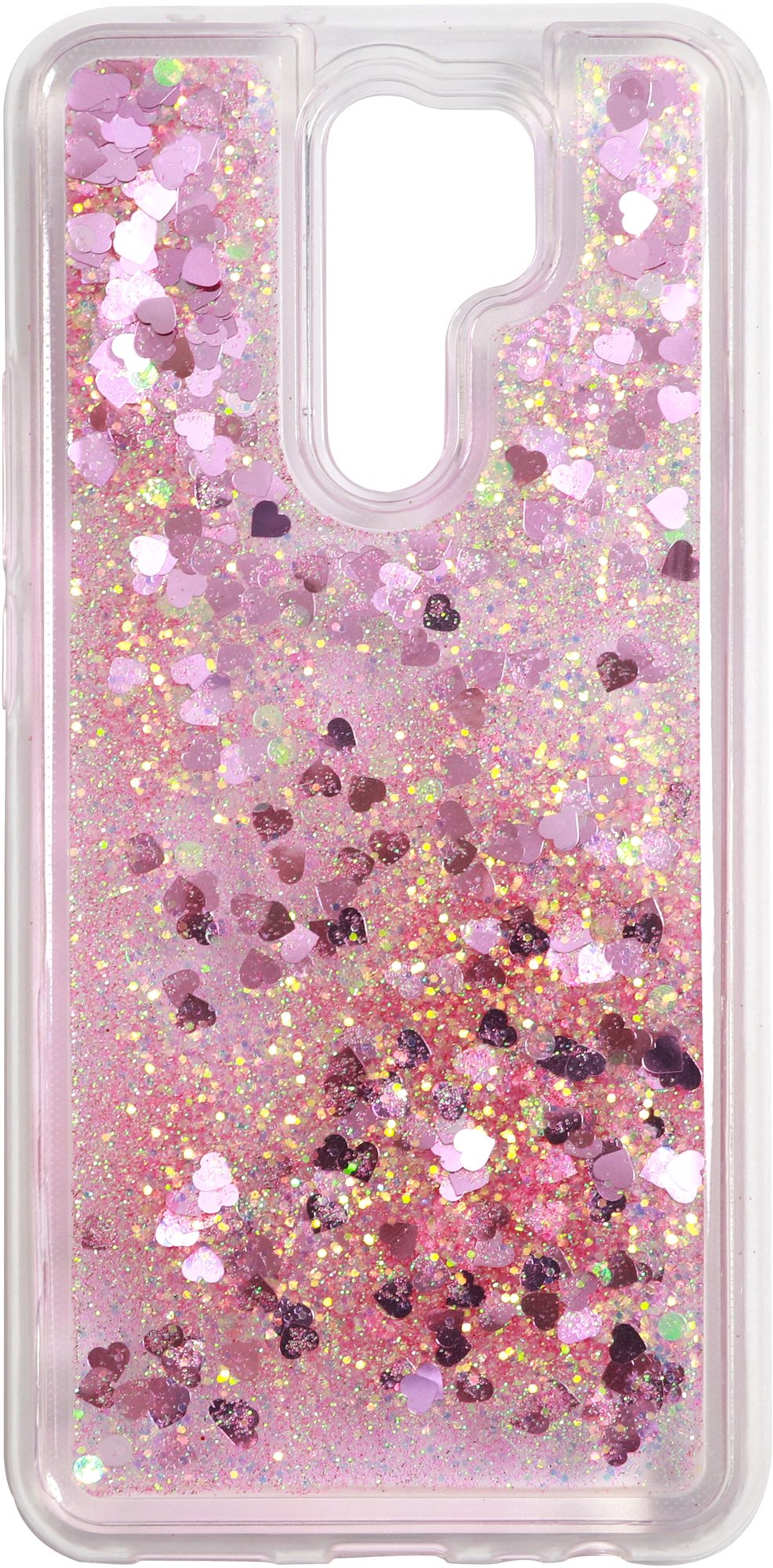 iWill Glitter Liquid Heart Case for Xiaomi Redmi 9, Pink Phone Cover