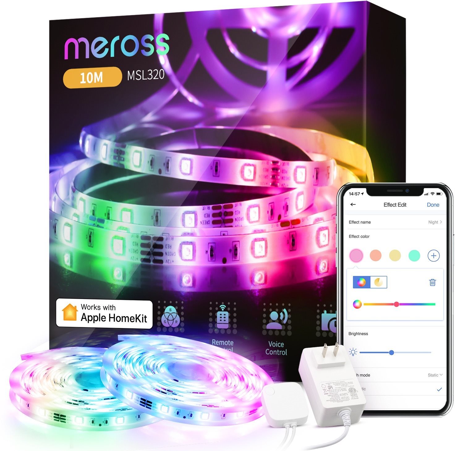 Meross Smart WiFi LED Strip, 10 m Apple Homekit LED pásik