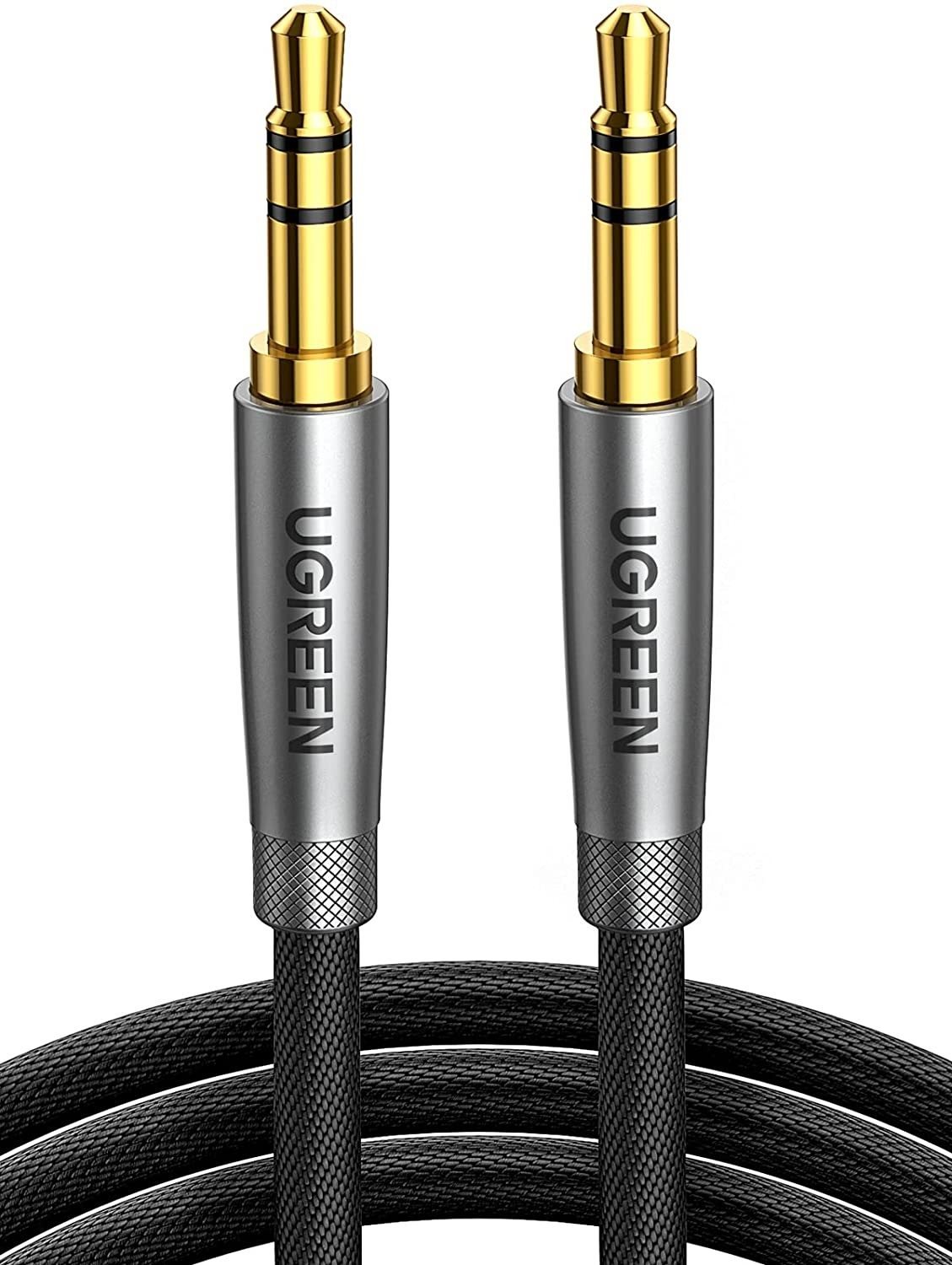 UGREEN 3,5 mm Cable Male to Male Alu Case Braid 1 m (Silver gray)...