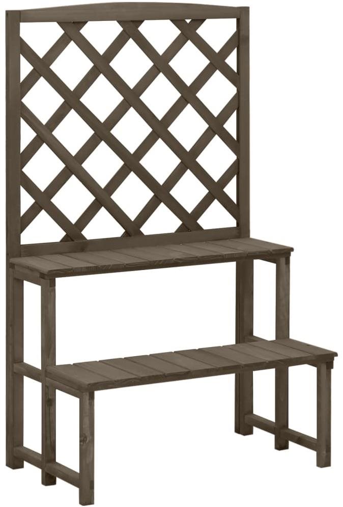 VidaXL Stojan na kvety s trelážou sivý 70 × 42 × 115 cm masívne...