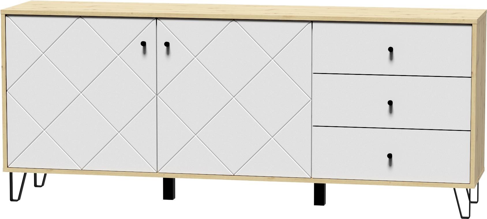 Bilbao komód BL 6, dekor tölgy artisan, fehér Komód