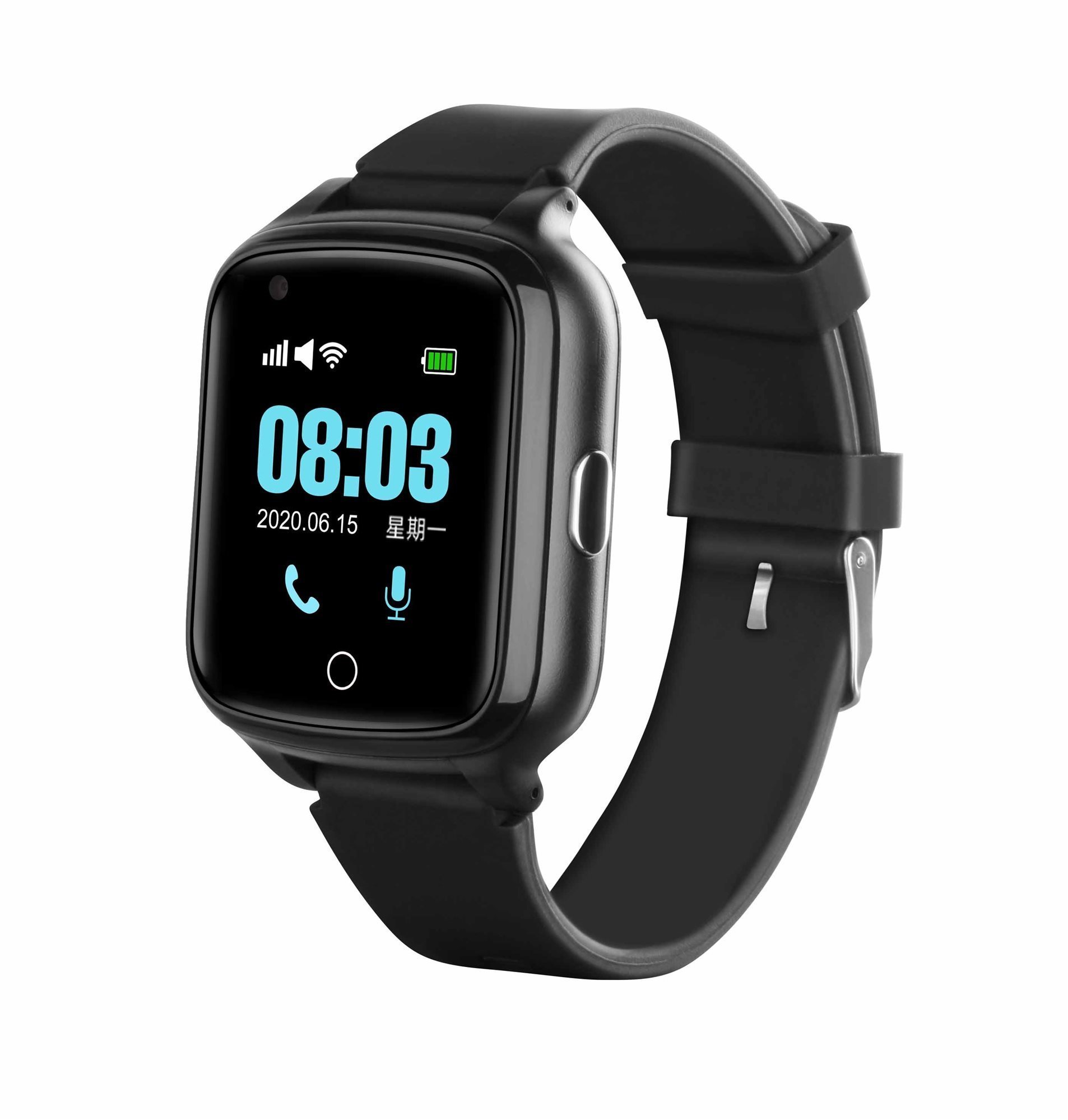 WowME Senior Watch fekete szilikon Okosóra