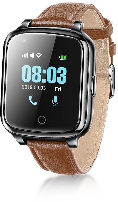 WowME Senior Watch čierne kožené Smart hodinky