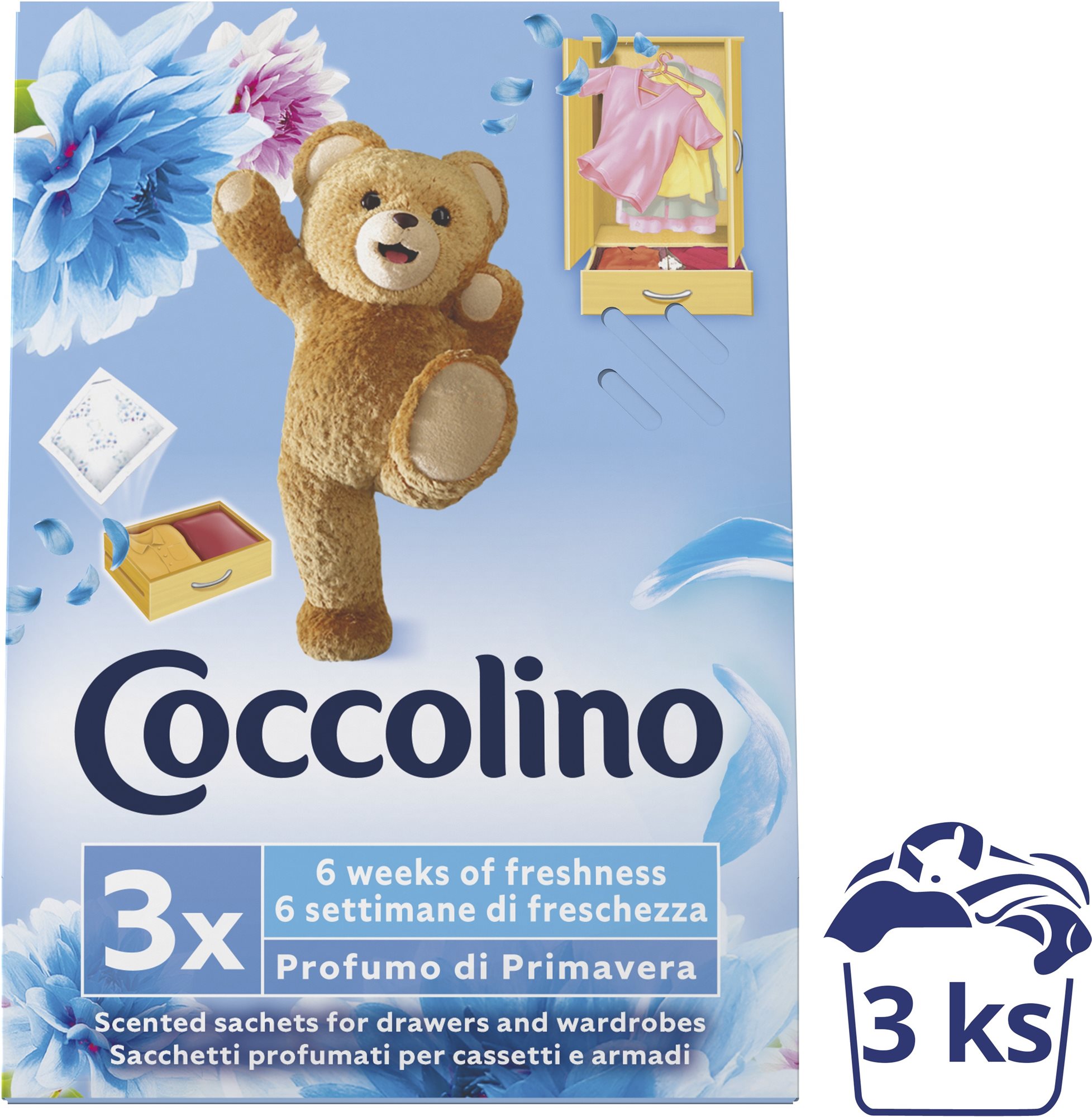 COCCOLINO Primavera vôňa do skrine 3 ks Vôňa do skrine