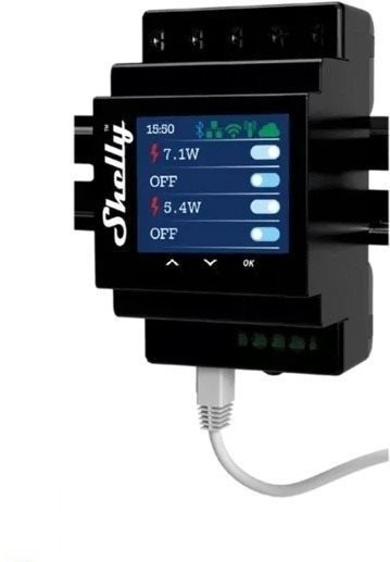 Shelly Pro 4PM, 4-násobný spínací modul na DIN lištu, LAN, WiFi, a...