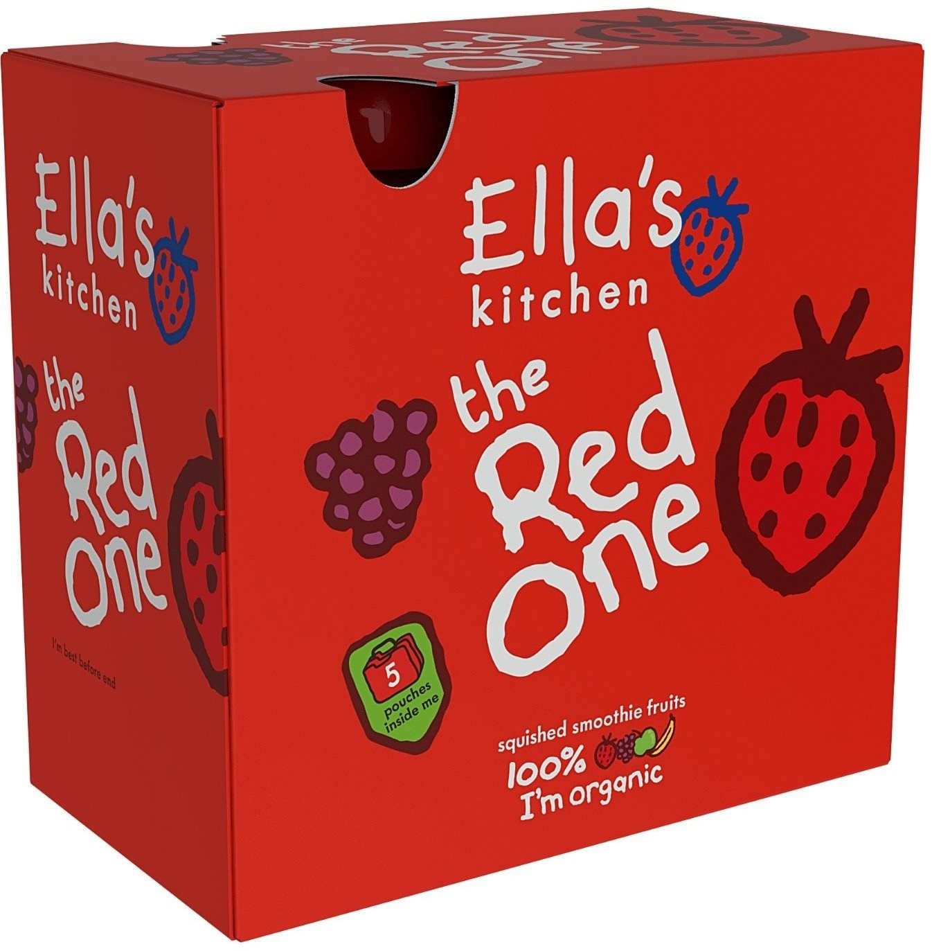 Ella's Kitchen BIO Red One - Gyümölcspüré eperrel, 5× 90g Tasakos...