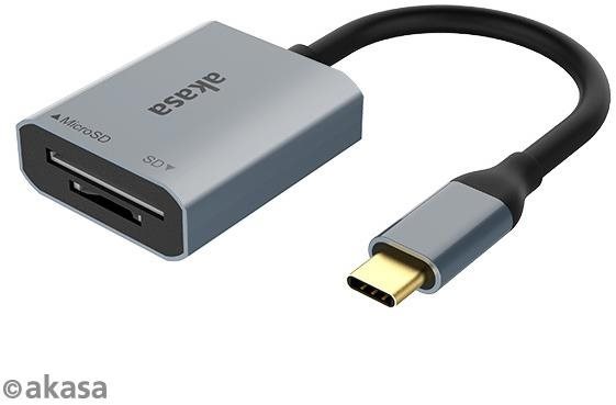 AKASA SD a microSD USB C čítačka kariet/AK-CR-10BK Čítačka kariet