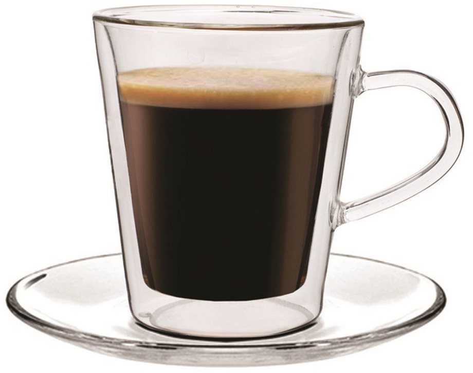 Maxxo Termogläser DF909 + 2x Untertasse Glas