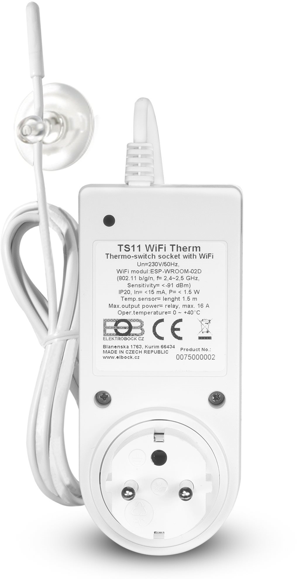 Elektrobock TS11–WIFI THERM Spínacia zásuvka