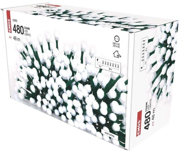 EMOS LED vianočná cherry reťaz – guľôčky, 48 m, vonkajšia a...