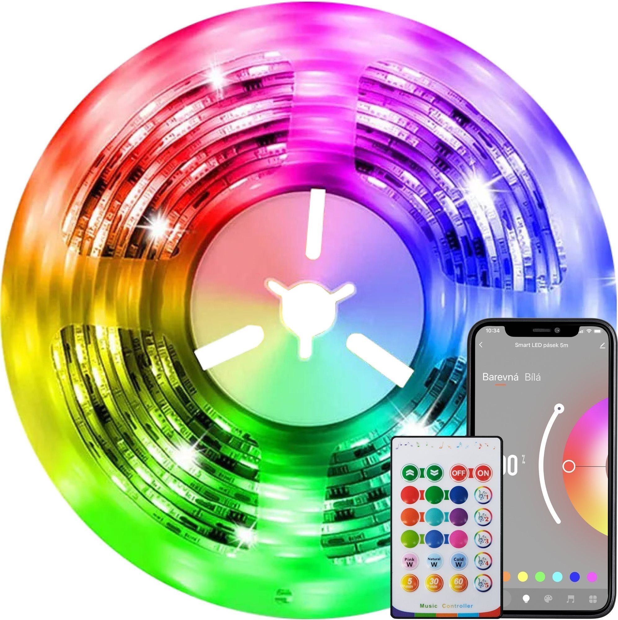Immax NEO LITE Smart pásik LED 5 m, RGB, CCT, farebný,...