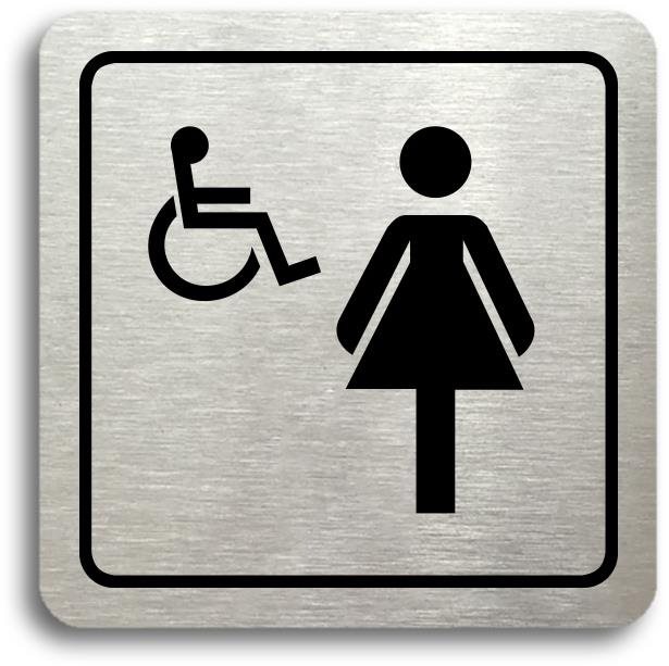 Accept Piktogram "WC ženy, invalidé" (80 × 80 mm) (stříbrná tabulka - černý tisk)