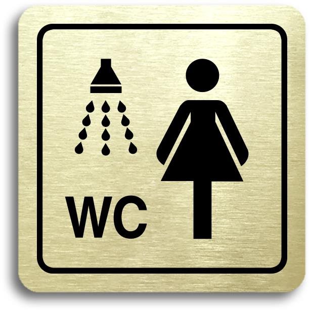 Accept Piktogram "sprcha, WC ženy" (80 × 80 mm) (zlatá tabulka - černý tisk)