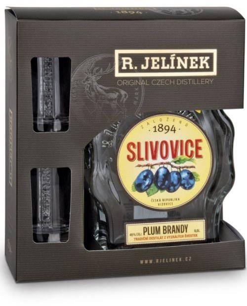 Rudolf Jelínek Slivovice 0,5l 45% + 2x sklo GB