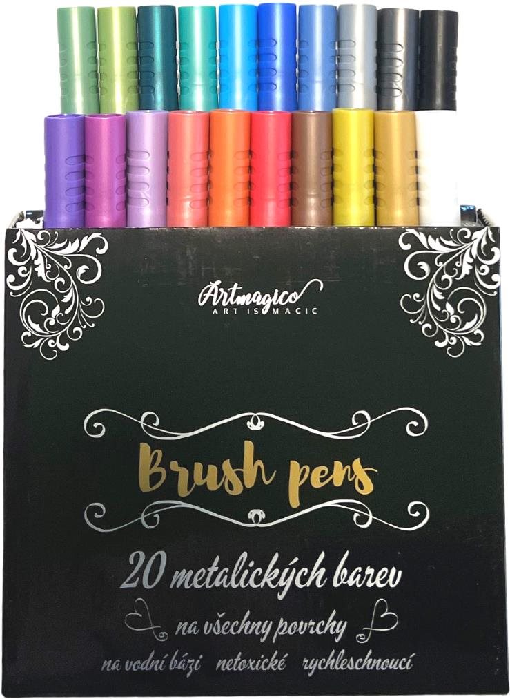 Artmagico Brush pens 20 ks metalické odstíny