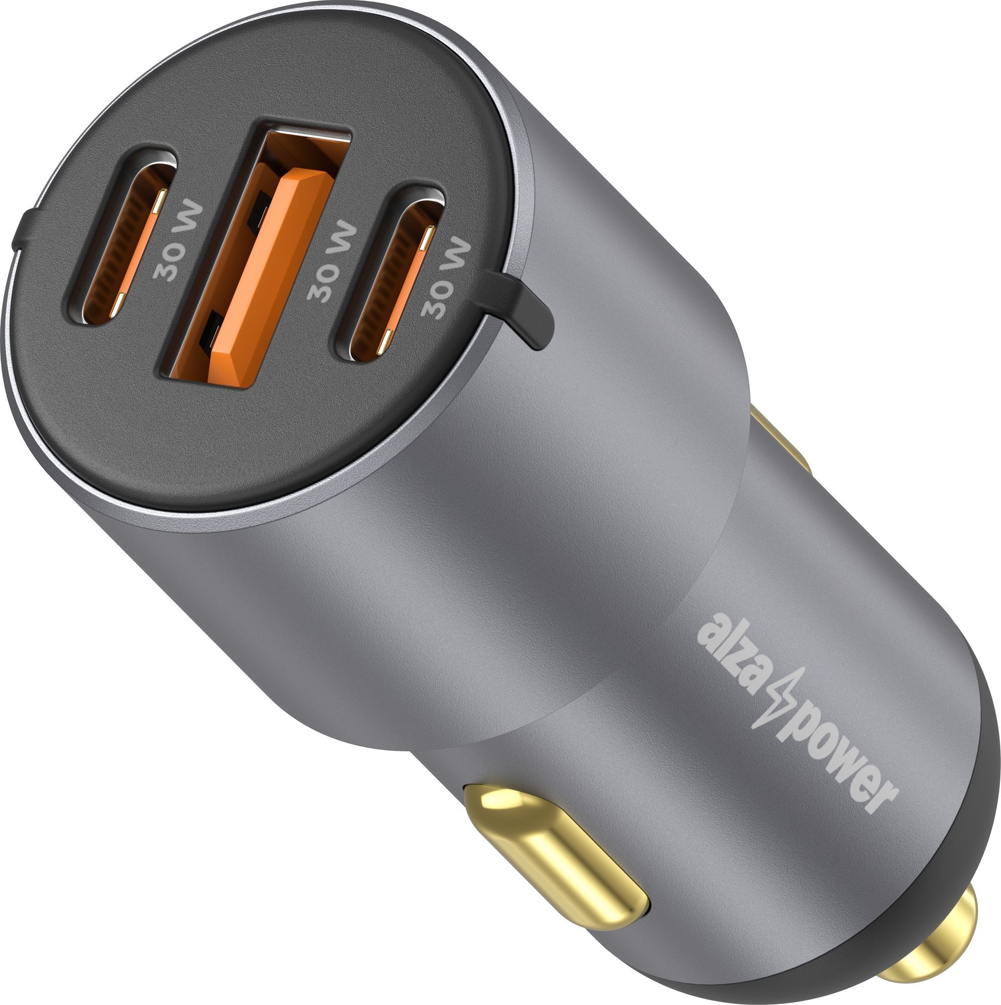 AlzaPower Car Charger P550 USB-A + USB-C Power Delivery 30W šedá