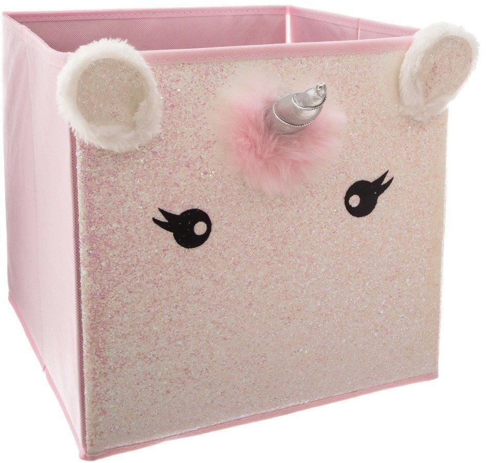 Atmosphera Úložný box na hračky Jednorožec 30 × 30 cm, růžový