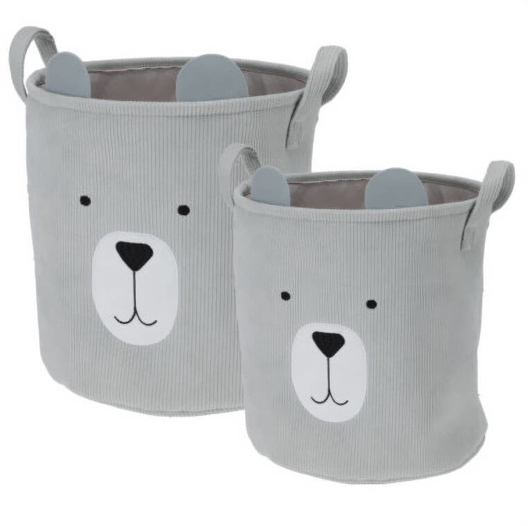 Home Styling Collection Úložné koše na hračky CUTIE s ušima 2 ks, šedý, oválný