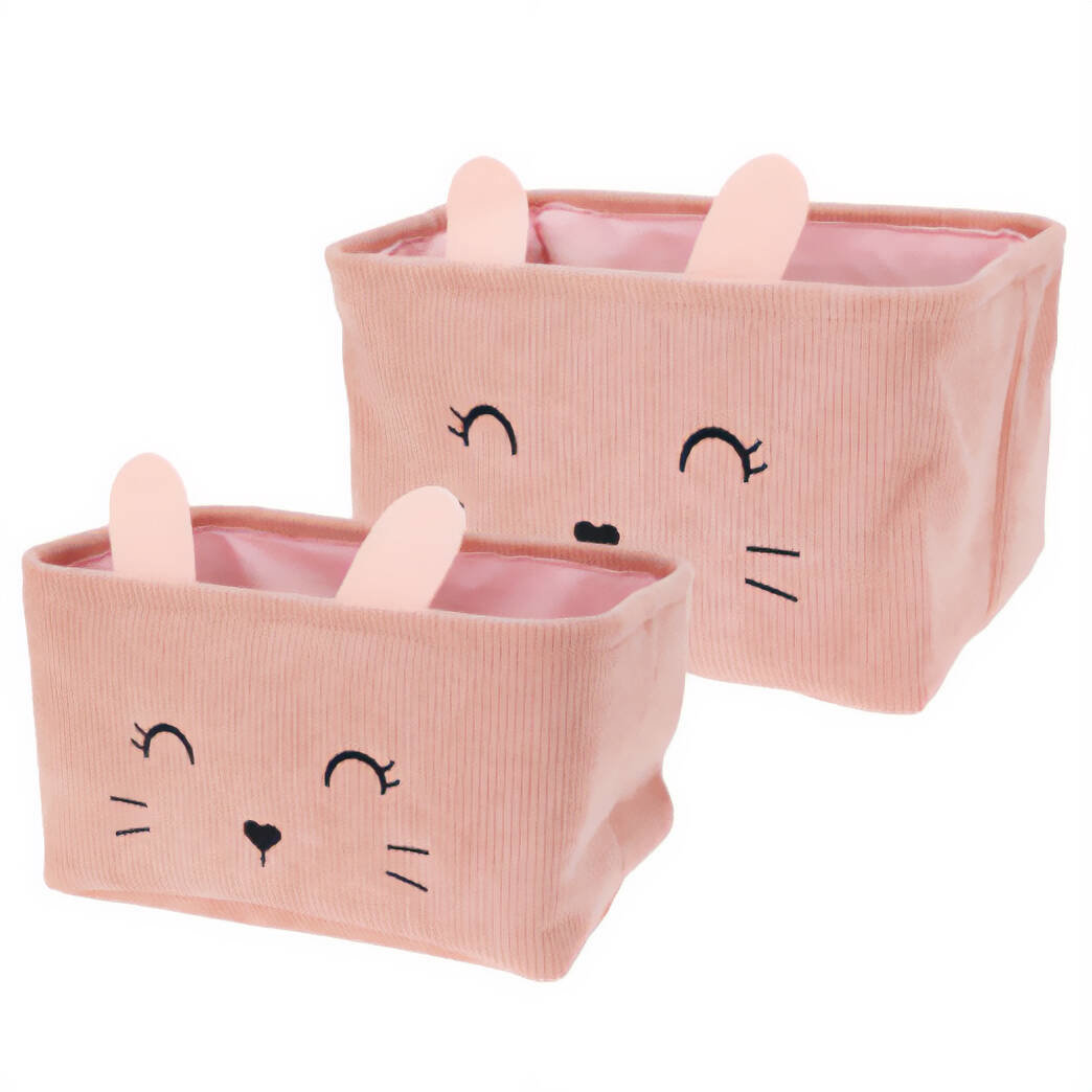 Home Styling Collection Úložné koše na hračky CUTIE s ušima 2 ks, růžový, obdélníkový