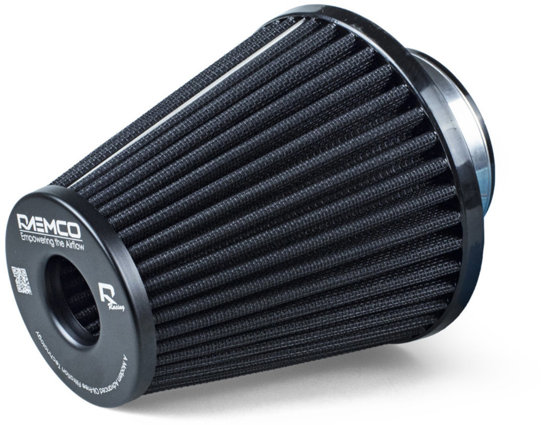 Raemco sportovní vzduchový filtr, délka 150 mm, vstup 77 mm, barva černá