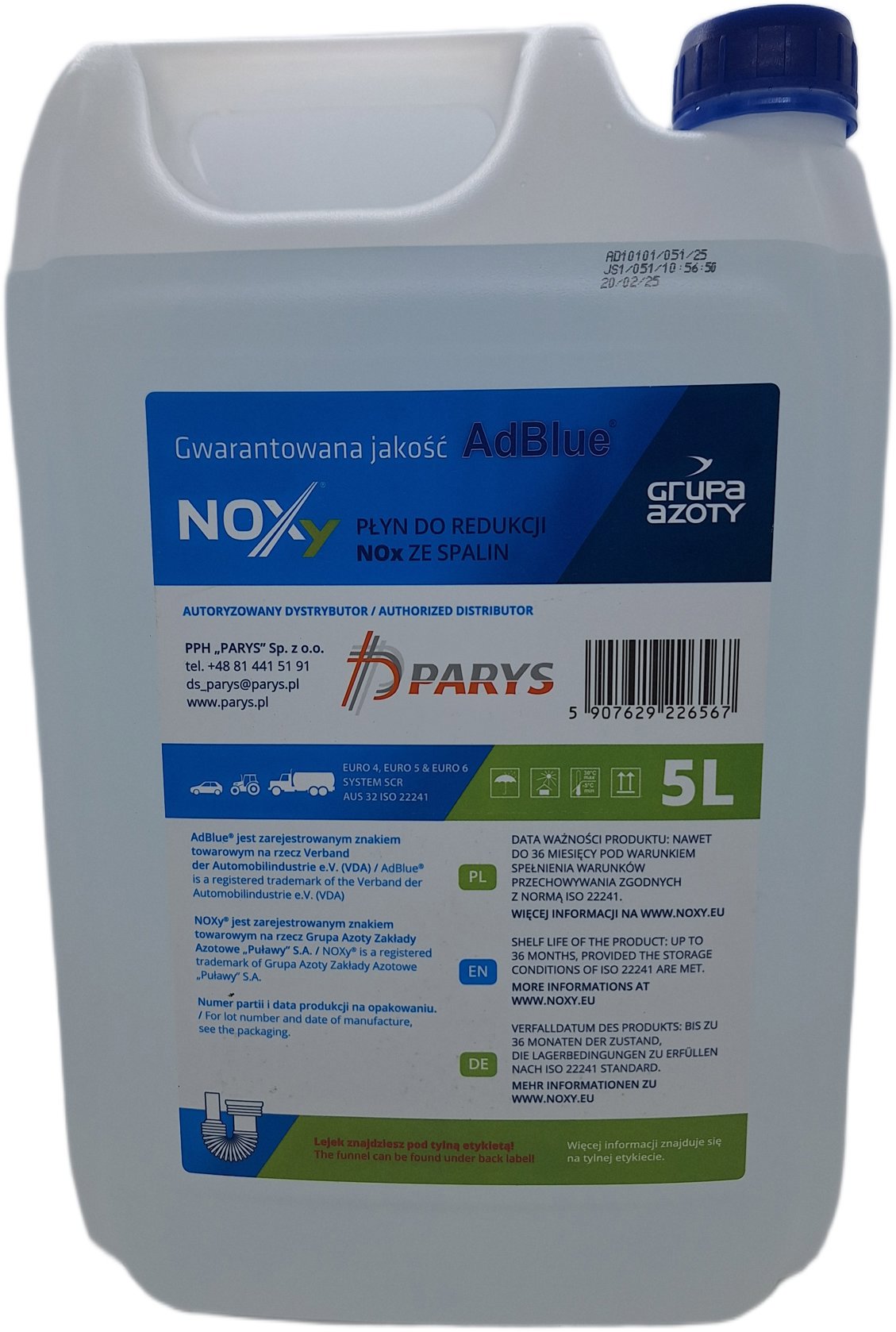 Noxy AdBlue s nalévací trubicí, 5 l