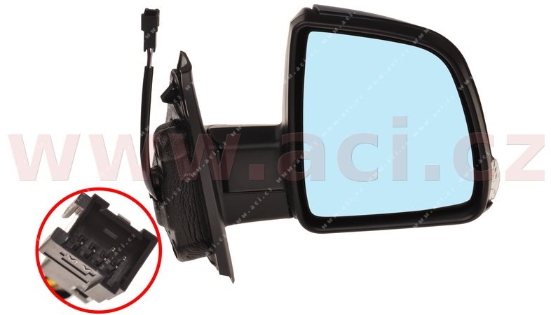 ACI zrcátko pro OPEL Combo 11- s tepl. čidlem a blikačem pro lak, jedno sklo (8pinů) P