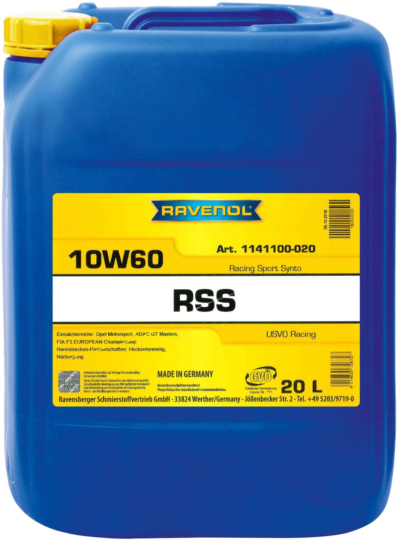 RAVENOL RSS SAE 10W60; 20 L