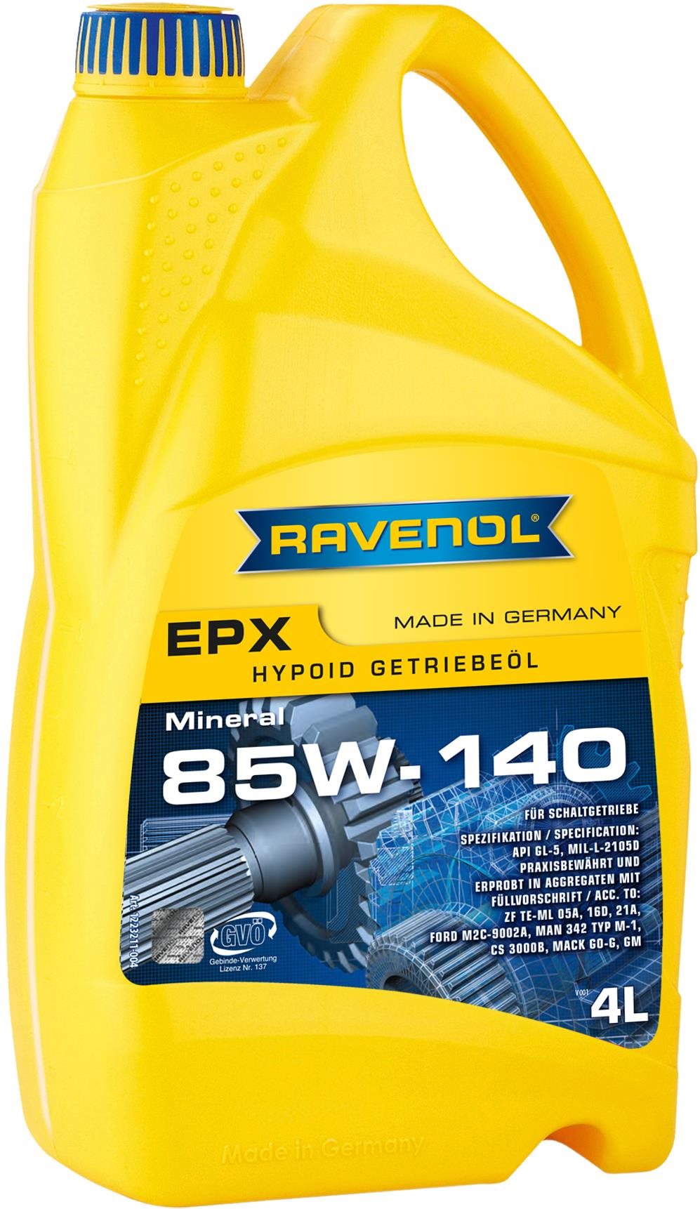 RAVENOL Getriebeoel EPX SAE 85W-140 GL 5; 4 L