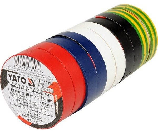 Yato páska izolační 12×0,13 mm×10 m barevná 10 ks