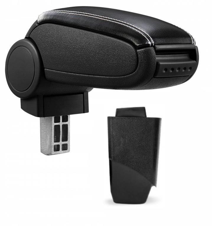PROTEC Loketní opěrka, Peugeot 206/206 CC, syntetická kůže, černá, bílé prošití 1998 - 2012