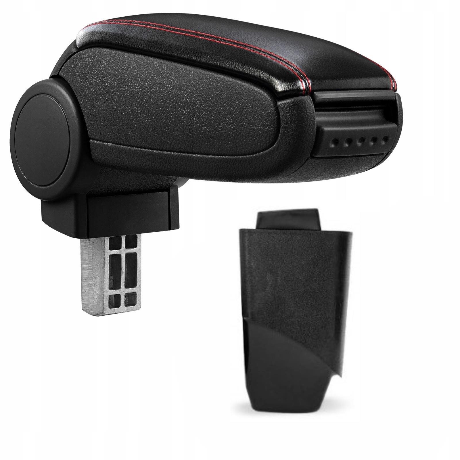 PROTEC Loketní opěrka, Peugeot 206/206 CC, syntetická kůže, černá, červené prošití 1998 - 2012