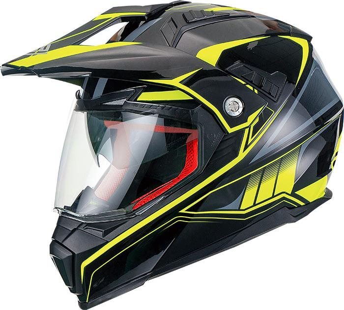 MAXX - FS 606 Enduro se sluneční clonou černo-zelená reflexní XL