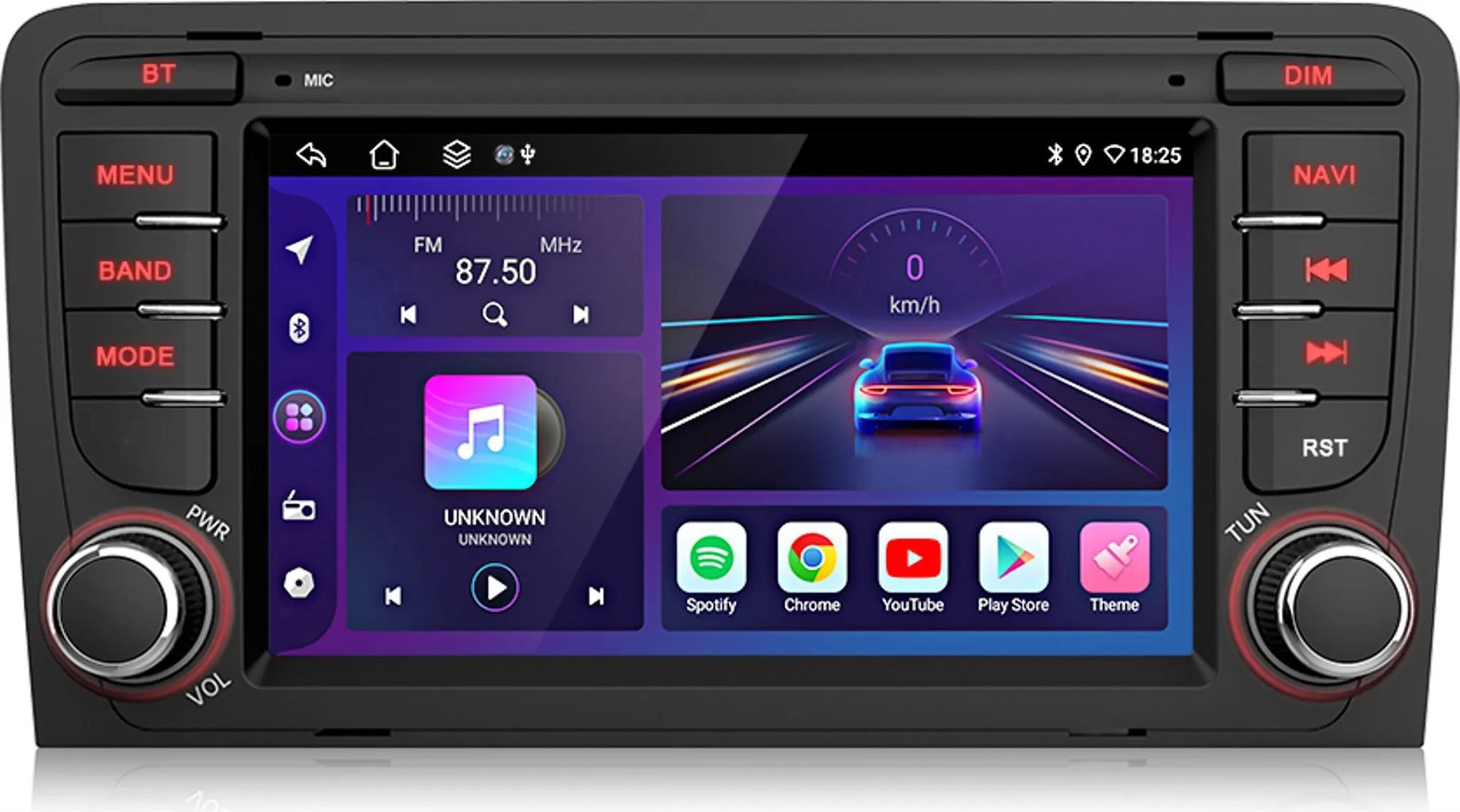 Ossuret Autorádio Audi A3 8P S3 RS3 2003-2012, CarPlay, Android 13, GPS, WiFi, Bluetooth, DAB+