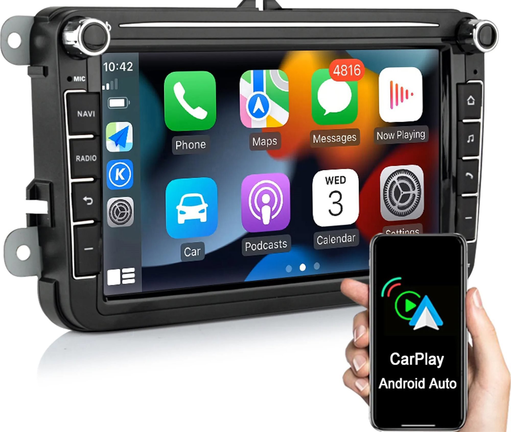 Ossuret Autorádio VW Golf, Passat, Seat Jetta, Android 10, GPS, WiFi, DAB, Bluetooth, SWC