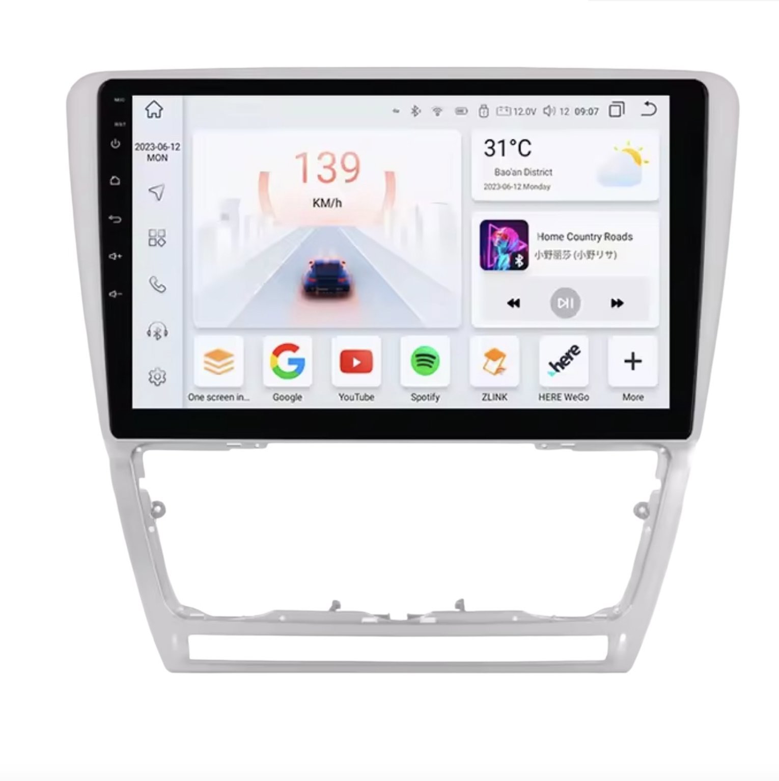 OSSURET Autorádio pro Škoda Octavia mk2, 2. generace, 8+64 GB, CarPlay, stříbrný rámeček