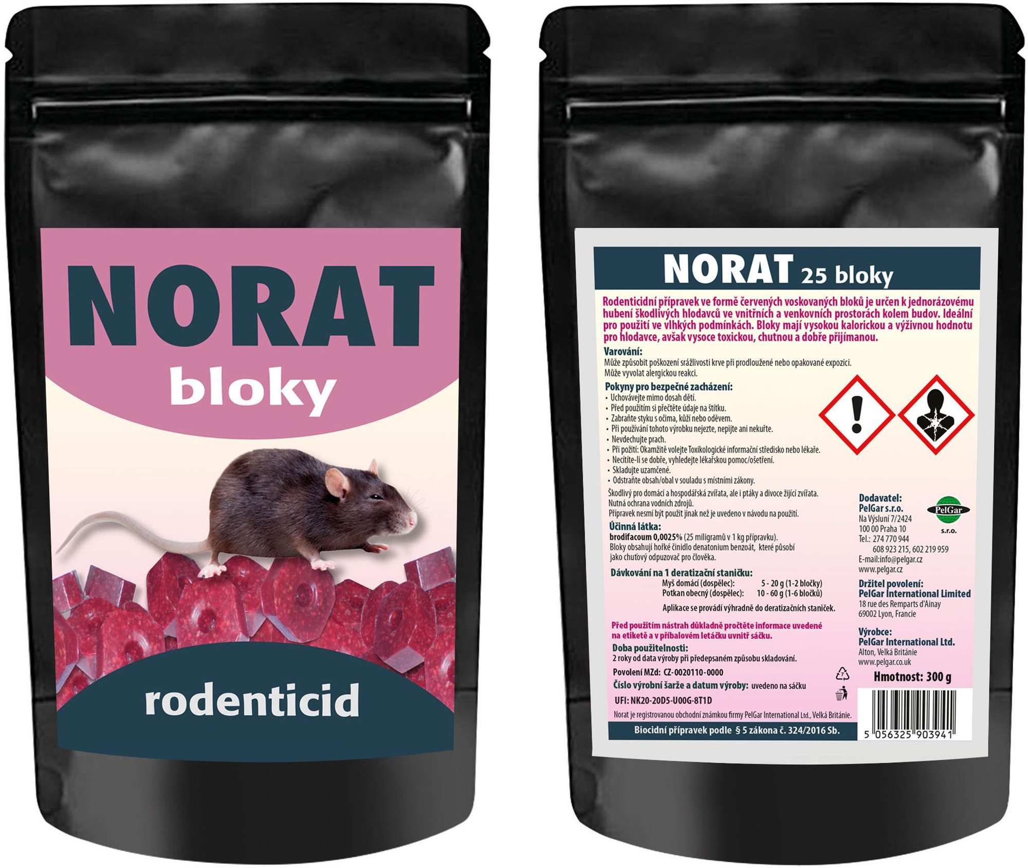 NORAT 25 Rodenticid - bloky, 300 g