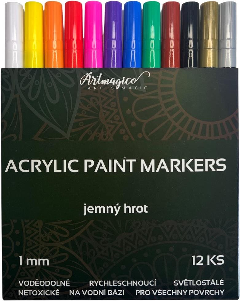 Artmagico Akrylový popisovač s jemným hrotem (1 mm) 12 ks